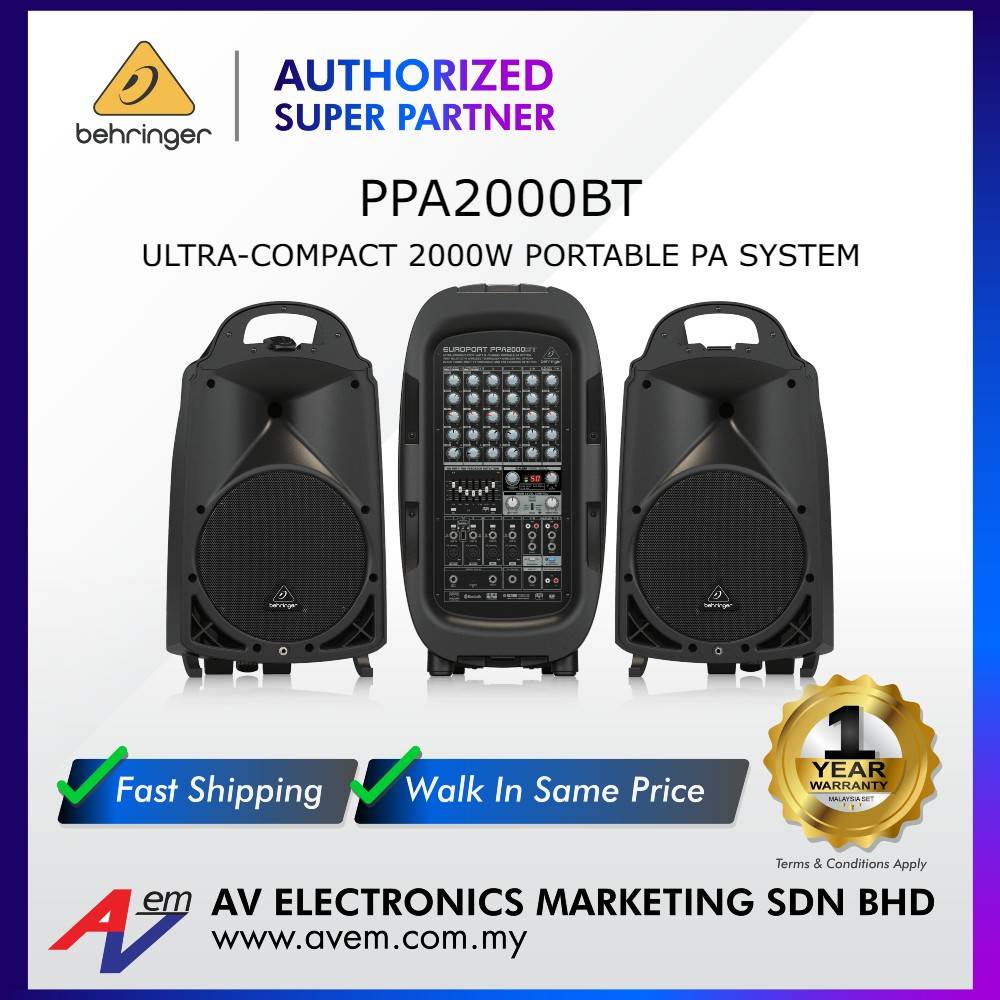 BEHRINGER EUROPORT PPA2000BT Ultra-Compact 2000-Watt 8-Channel